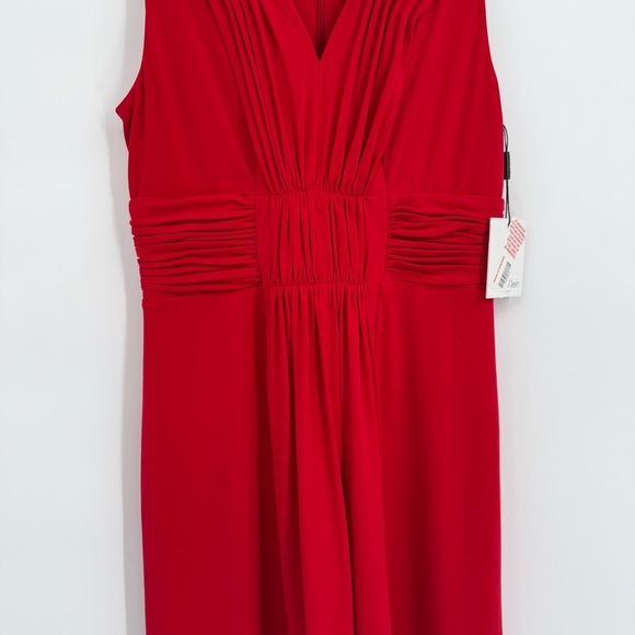 Calvin Klein NWT Dress Women Size 4 Red Sleeveless Ruched Front A-line Stretch - Picture 4 of 10